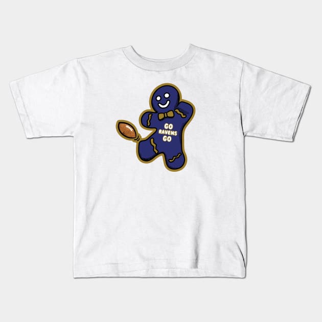 Baltimore Ravens Gingerbread Man Kids T-Shirt by Rad Love